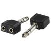 SDOPPIATORE JACK GOOBAY 11103 DA DOPPIO MINI JACK 3,5 MM STEREO A SINGOLO JACK 6,35 MM
